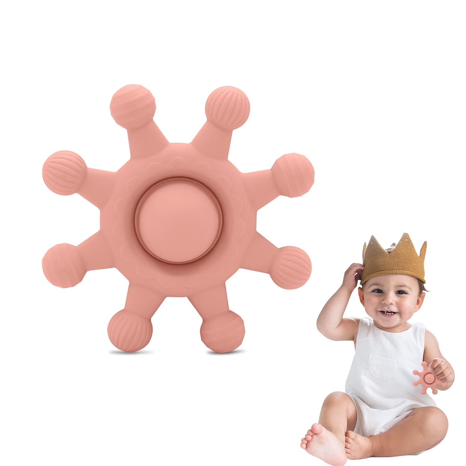 Juguetes de dentición para bebés, silicona de grado alimenticio, sin BPA, juguetes de silicona para masticar bebés para calmar las encías del bebé,
