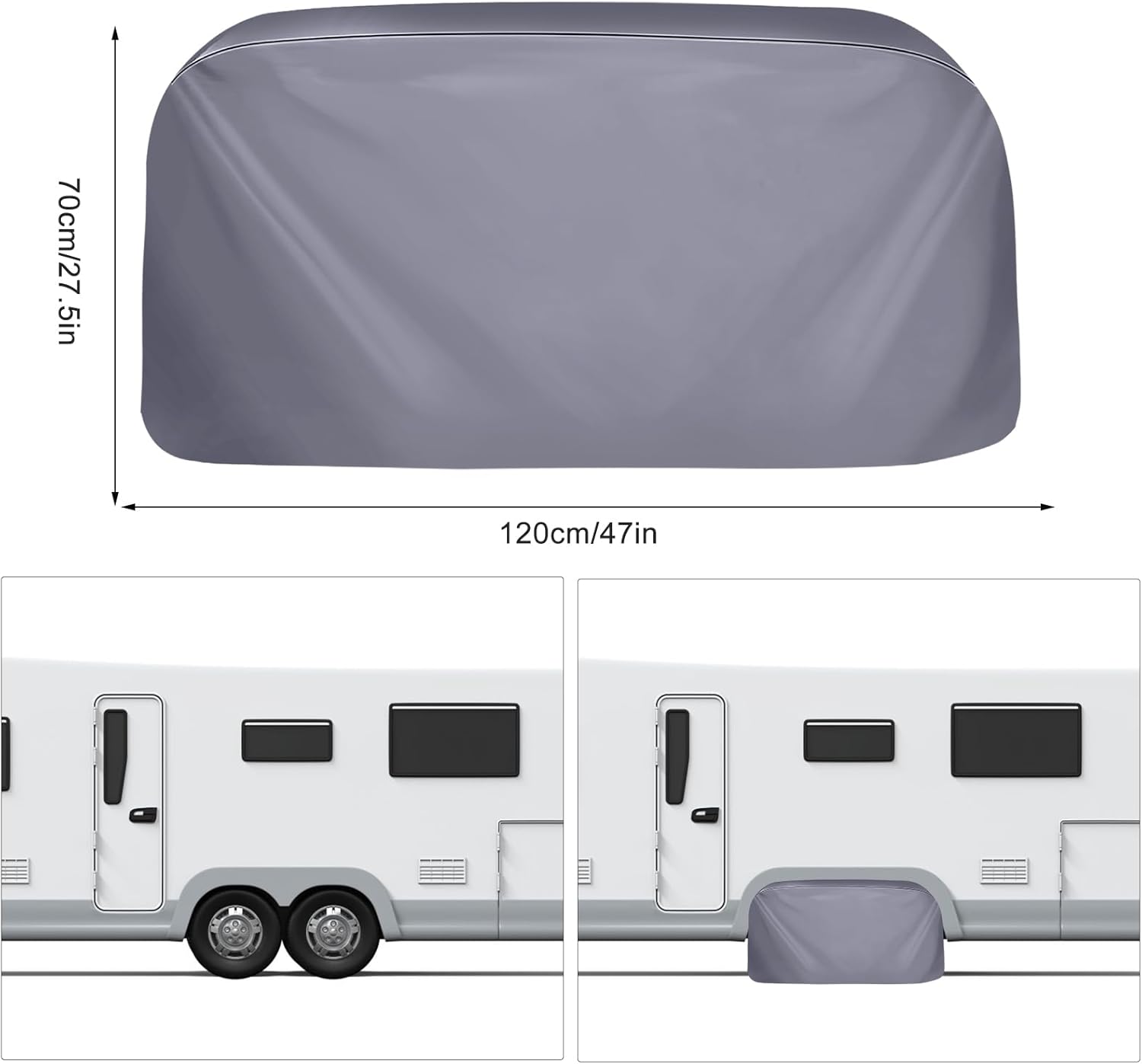 Cubierta de neumático de remolque de doble eje para ruedas de 30 a 32 pulgadas de diámetro, impermeable y protección solar, cubiertas de doble rueda