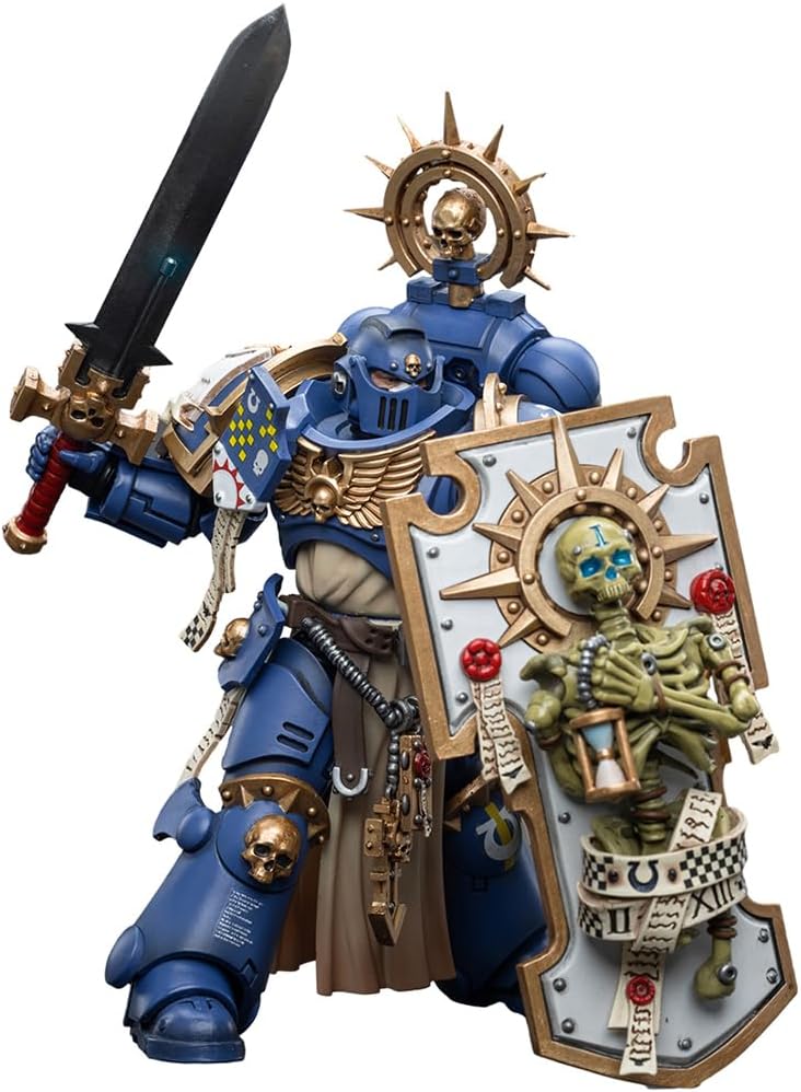 HiPlay JoyToy Warhammer 40K Ultramarines Primaris Capitán con escudo de reliquia y espada de poder a escala 118 Figura de acción coleccionable