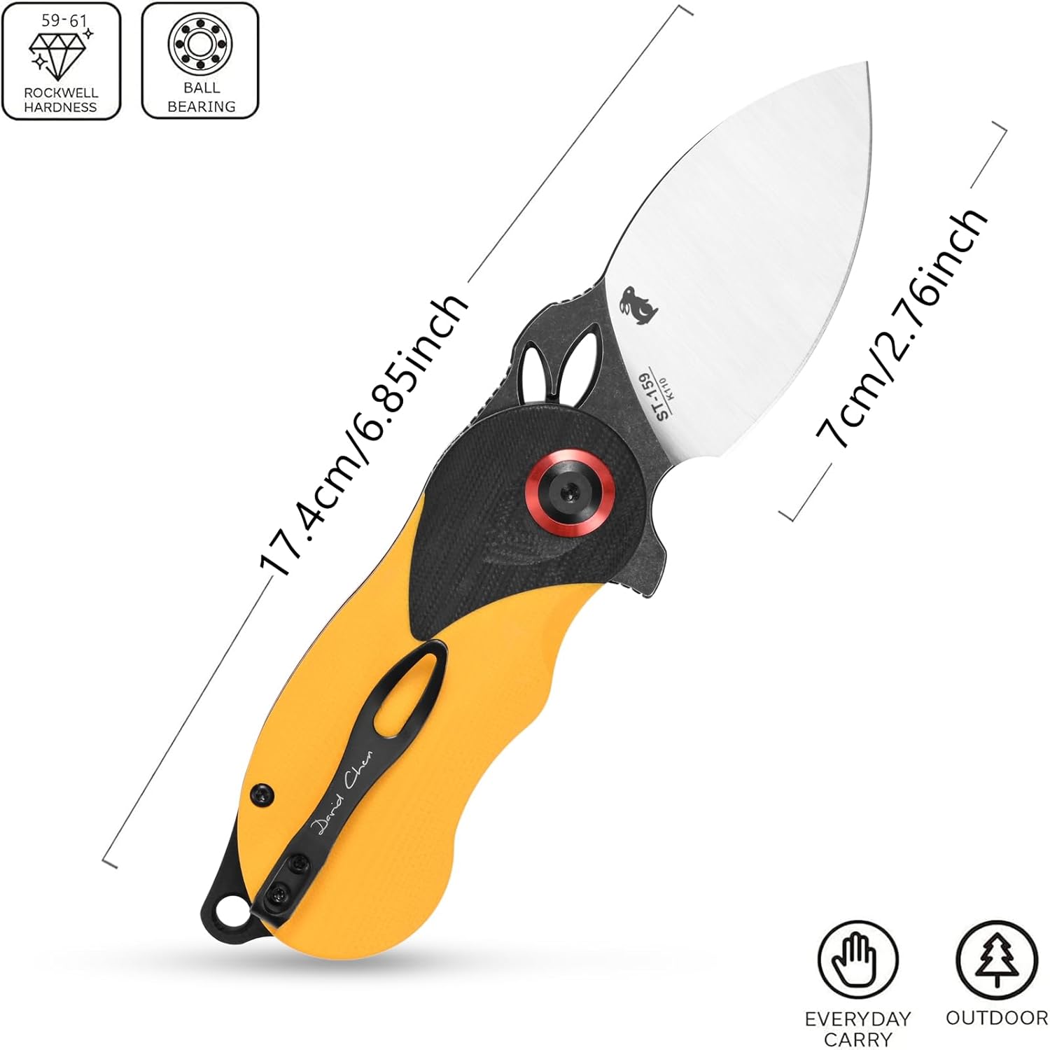 Sitivien ST159 – Cuchillo plegable, hoja de acero K110 con mango G10, cuchillo de herramienta EDC de la serie del zodiaco chino para acampar al aire