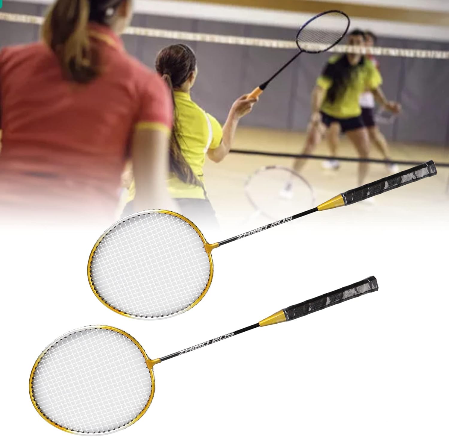 Juego de raquetas de bádminton para juegos de patio trasero al aire libre, juego recreativo, principiantes, 205, raqueta de bádminton de aleación de