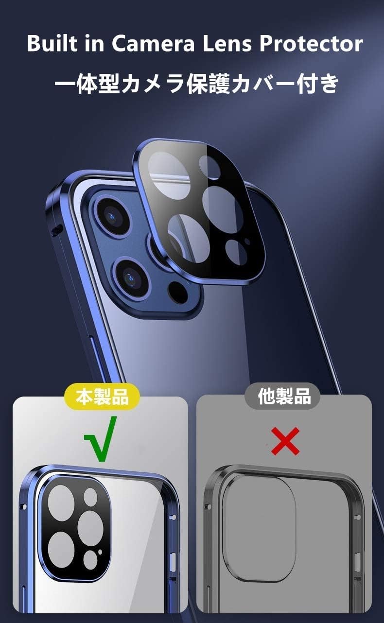HENGHUI Funda magnética con cerradura para iPhone 14 Pro Max con protector de lente de cámara, protector de pantalla, bloqueo de seguridad 360,