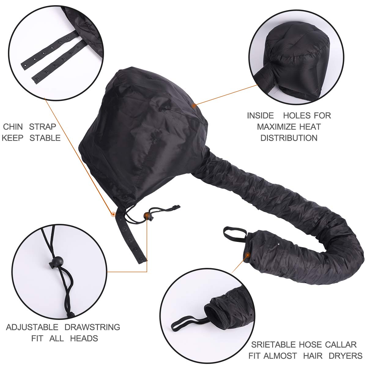 (3 en 1) Paquete de 24 piezas de tubos rizadores de cabello suave flexible con secador de pelo con accesorio de capó y 4 pinzas para peinar el