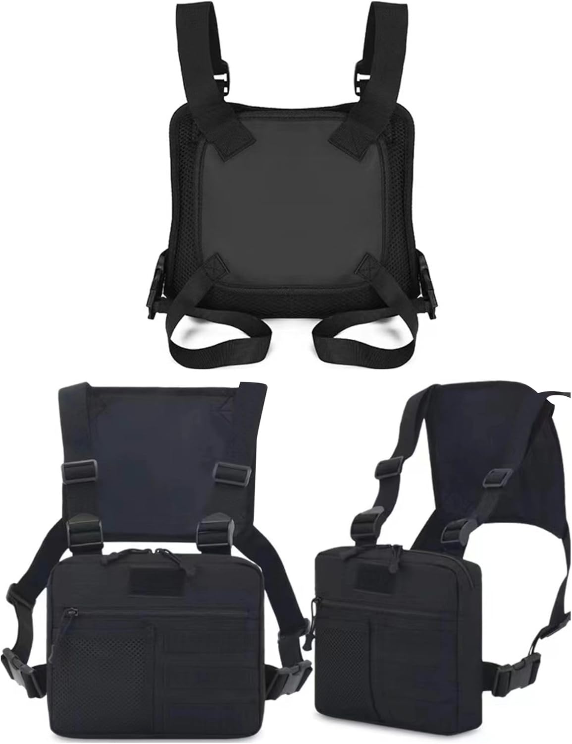 Ousawig Bolsa de pecho Radio Arnés de pecho UtilityTactical Molle Chest Rig Bag EDC Bolsa de pecho Holster Bolsa de pecho de dos vías Radio Walkie