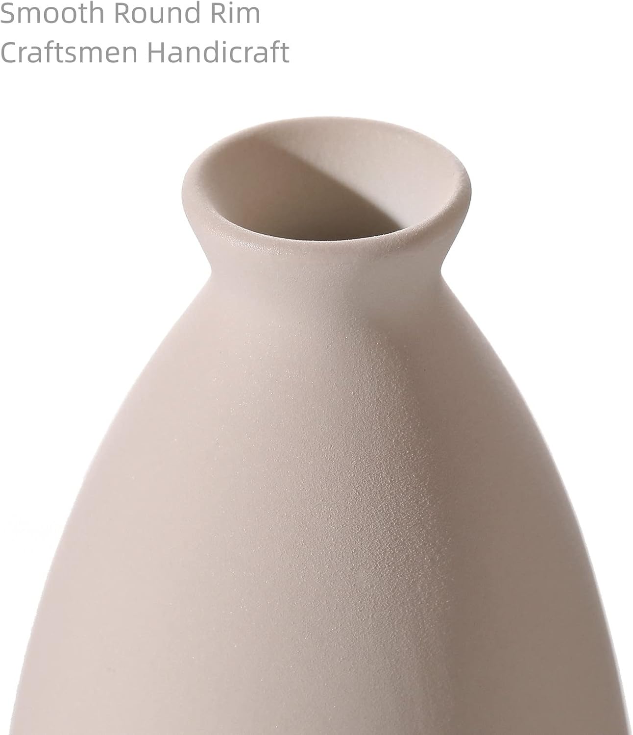 Jarrón de cerámica beige para decoración del hogar, 3 jarrones pequeños para decoración de mesa, florero de decoración de sala de estar, jarrones de