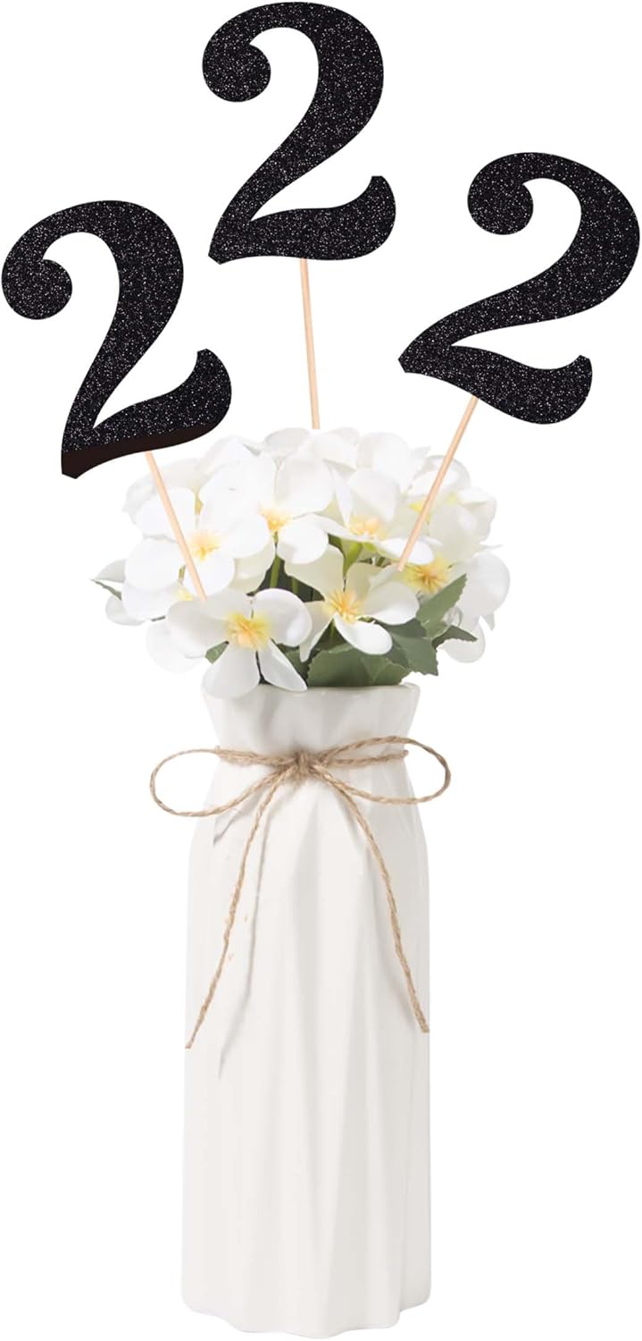 10 piezas de centros de mesa negros de doble cara para mesas, decoración de pasteles, decoración de fiesta de segundo cumpleaños, baby shower,