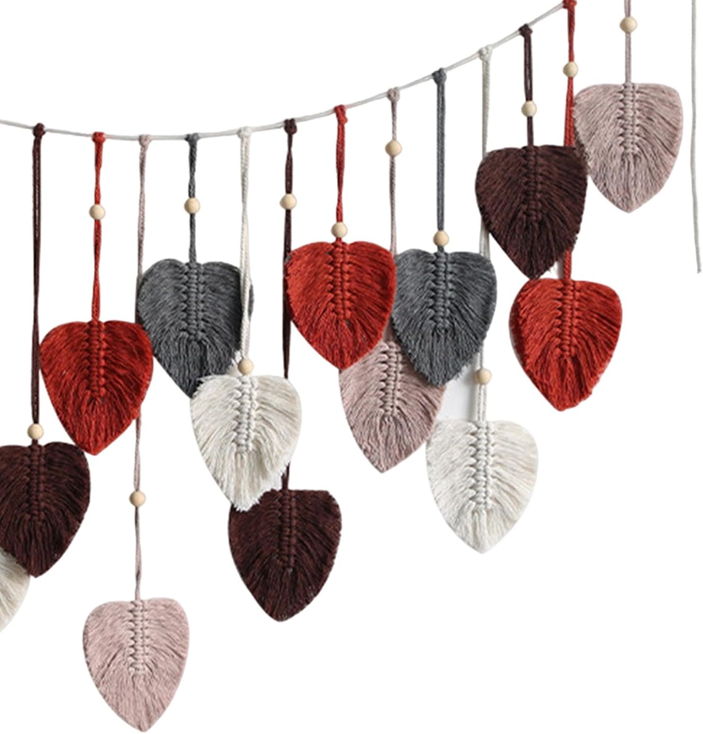 JISADER Tapiz de hojas de macramé para colgar en la pared, elegante tapiz de hojas tejidas a mano, tapiz bohemio de macramé para telón de fondo,