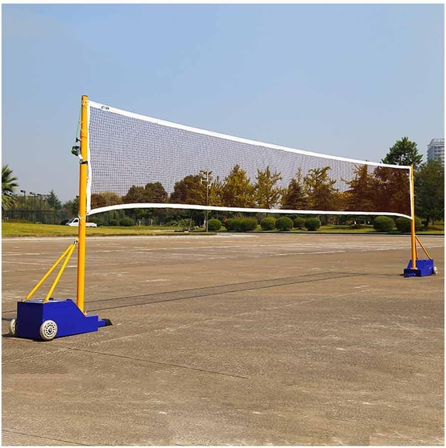 Bastones de voleibolbádminton con red para jóvenes adultos, soporte de red de bádminton marco de red móvil con caja de ruedas, poste de red de acero