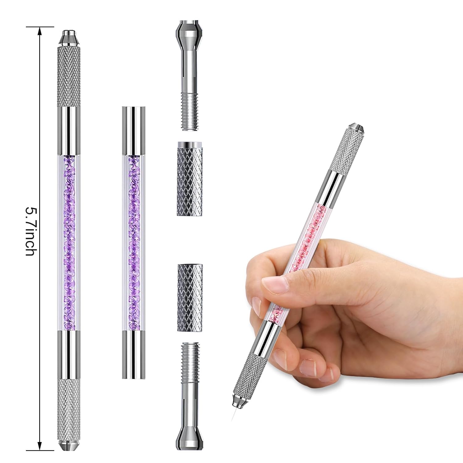 Faat3 Coi4 Bolígrafo Microblading, suministros de microblading de doble cara, 5 unidades, mango de microhoja con cuchillas de microblading