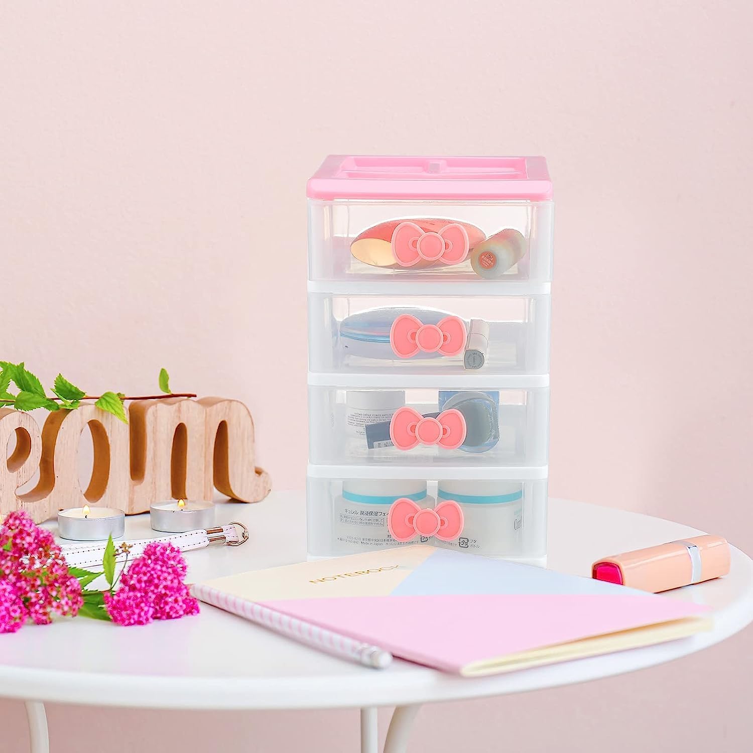 Mini organizador de cajones de plástico de varias capas, lindo organizador de cajones, cómodas de plástico Kawaii con cajones, bonitos cajones de