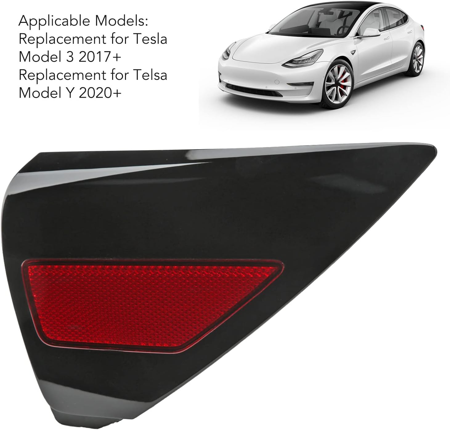 Reemplazo de la cubierta del puerto de carga de la luz del reflector del parachoques trasero derecho 1100781 99 D para Tesla Model 3 Y