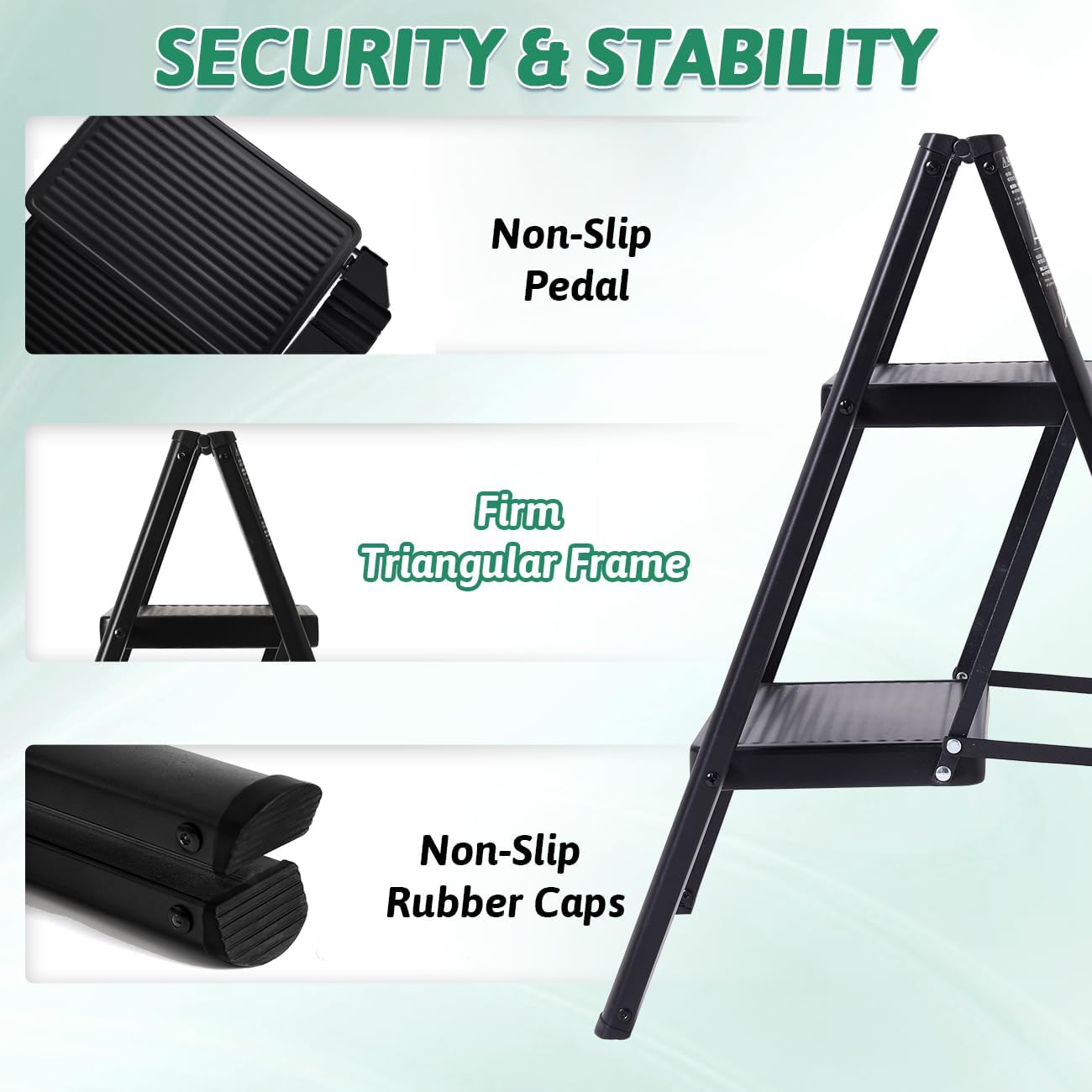 Escalera plegable de 2 escalones, escalera de carga resistente de 330 libras, pequeña escalera de cocinaarmario para adultosniños, escalera ligera