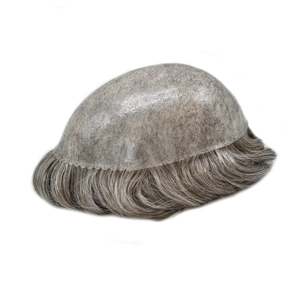 Toupee – Sistema de reemplazo de cabello humano real para hombre, postizo de aspecto natural, 8 x 10  120% densidad media ligera a media # 350