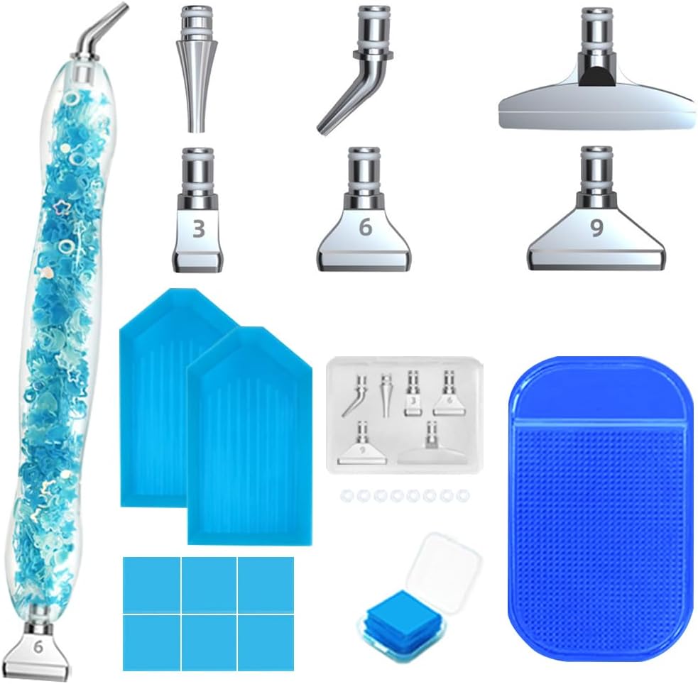 SENHAI Juego de 2 pinturas artísticas con diamantes, bolígrafos de arte de diamante, puntas inoxidables, accesorios de pintura de diamante 5D,