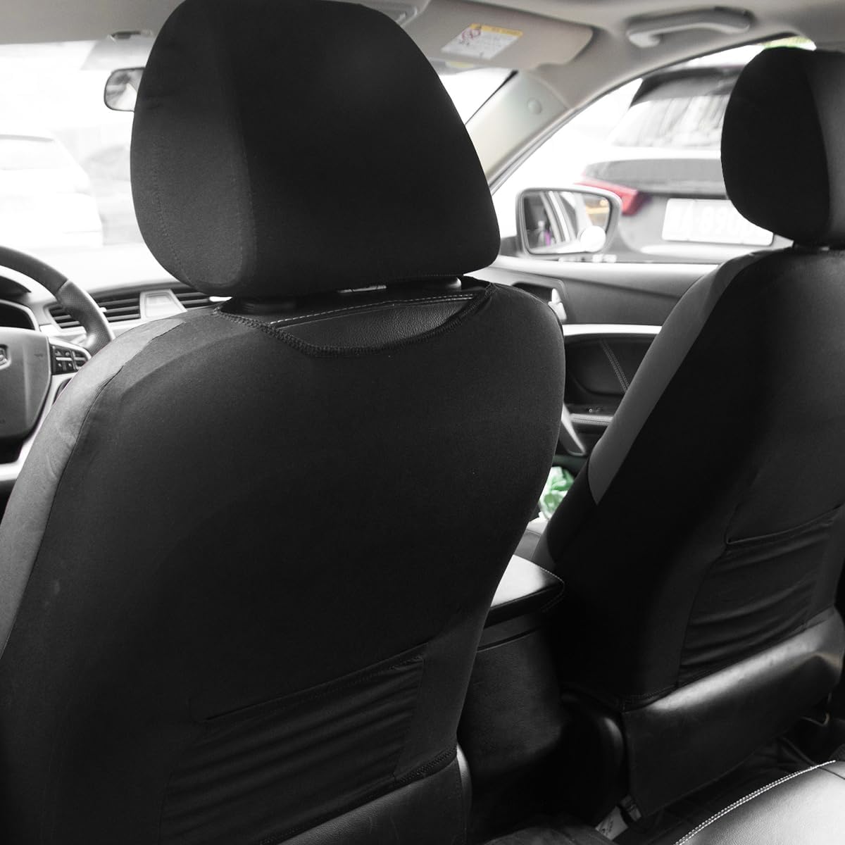 Fundas de asiento delantero de automóvil, 2 protectores de asiento de cubo de poliéster, suaves y transpirables, cojines deportivos de alta calidad,