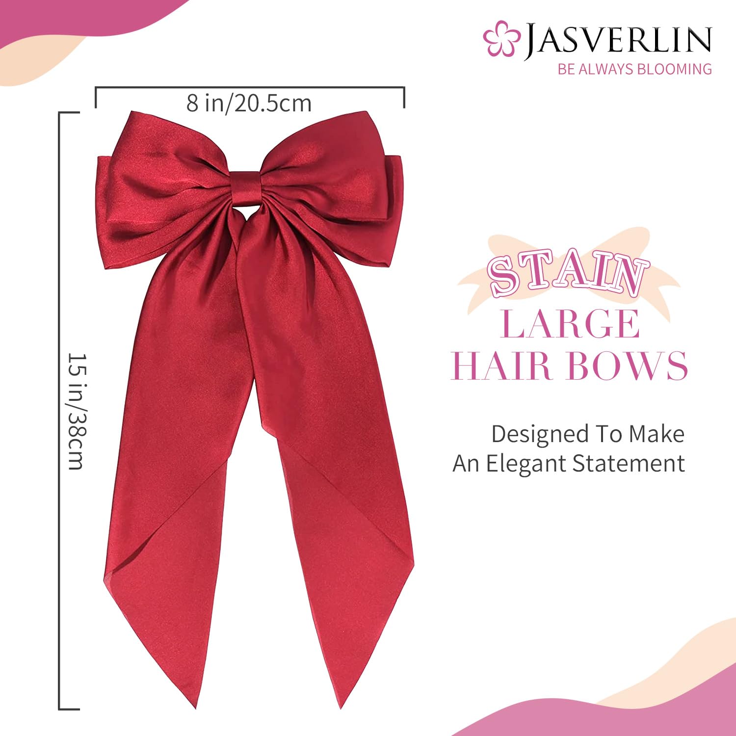 Pinzas de lazo para el cabello sedoso, clip de cinta para el cabello grande para mujeres y niñas, cabello rizado grueso, clip de metal estilo