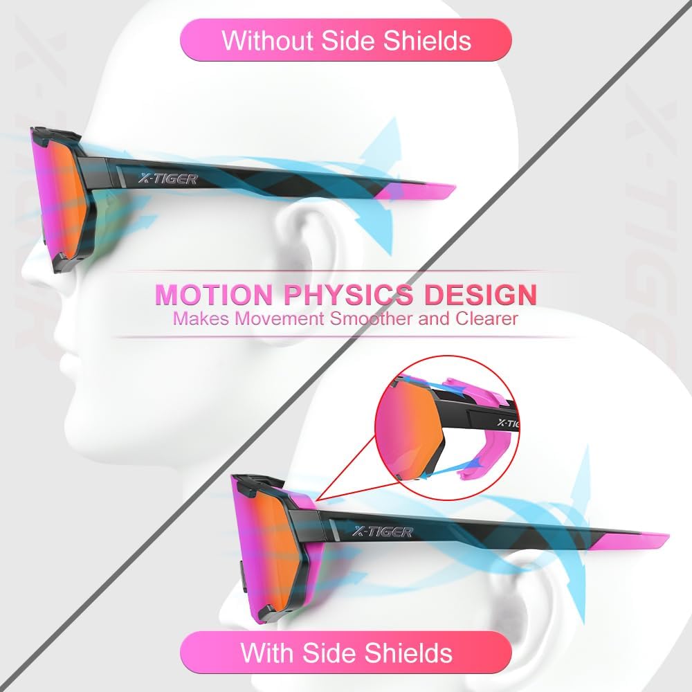 X-TIGER Gafas de ciclismo polarizadas para hombres y mujeres, 5 lentes intercambiables UV400, gafas de sol deportivas, béisbol, correr, pescar