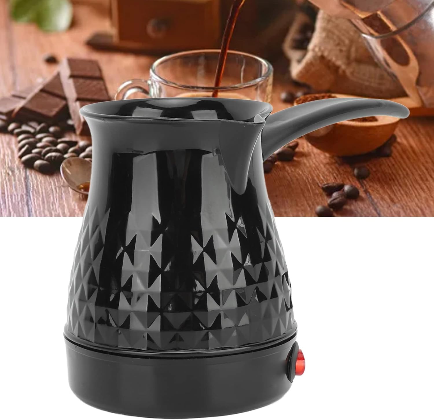 Fockety Cafetera turca, cafetera turca griega árabe de acero inoxidable con mango extraíble, cafetera eléctrica, calentador de olla para el hogar,