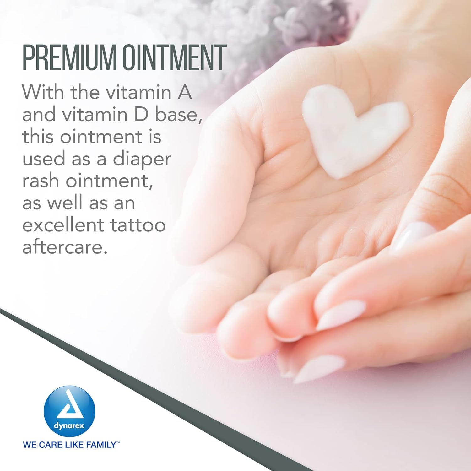 Dynarex Vitaminas A & D Ungüento sin lanolina  Vitamina A y D ungüento protector para cortes menores, quemaduras, sarpullido del pañal y piel seca