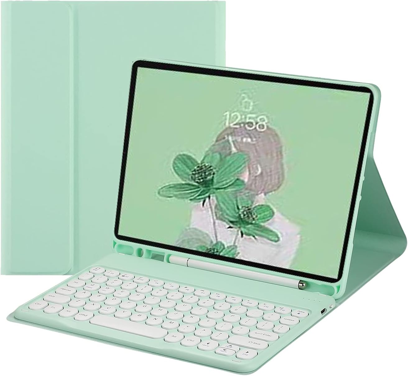 HENGHUI Funda de teclado para Galaxy Tab S6 Lite de 10.4 pulgadas, modelo 2022 2020 SM-P610P613P615P619, lindo teclado redondo a color, inalámbrico,