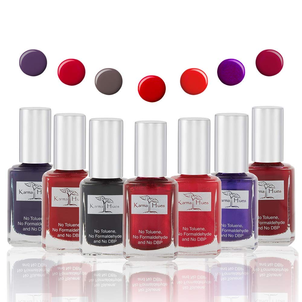 Karma Organic Hermoso juego de esmaltes de uñas naturales, arte de uñas no tóxico, vegano y libre de crueldad animal (paquete de 7)