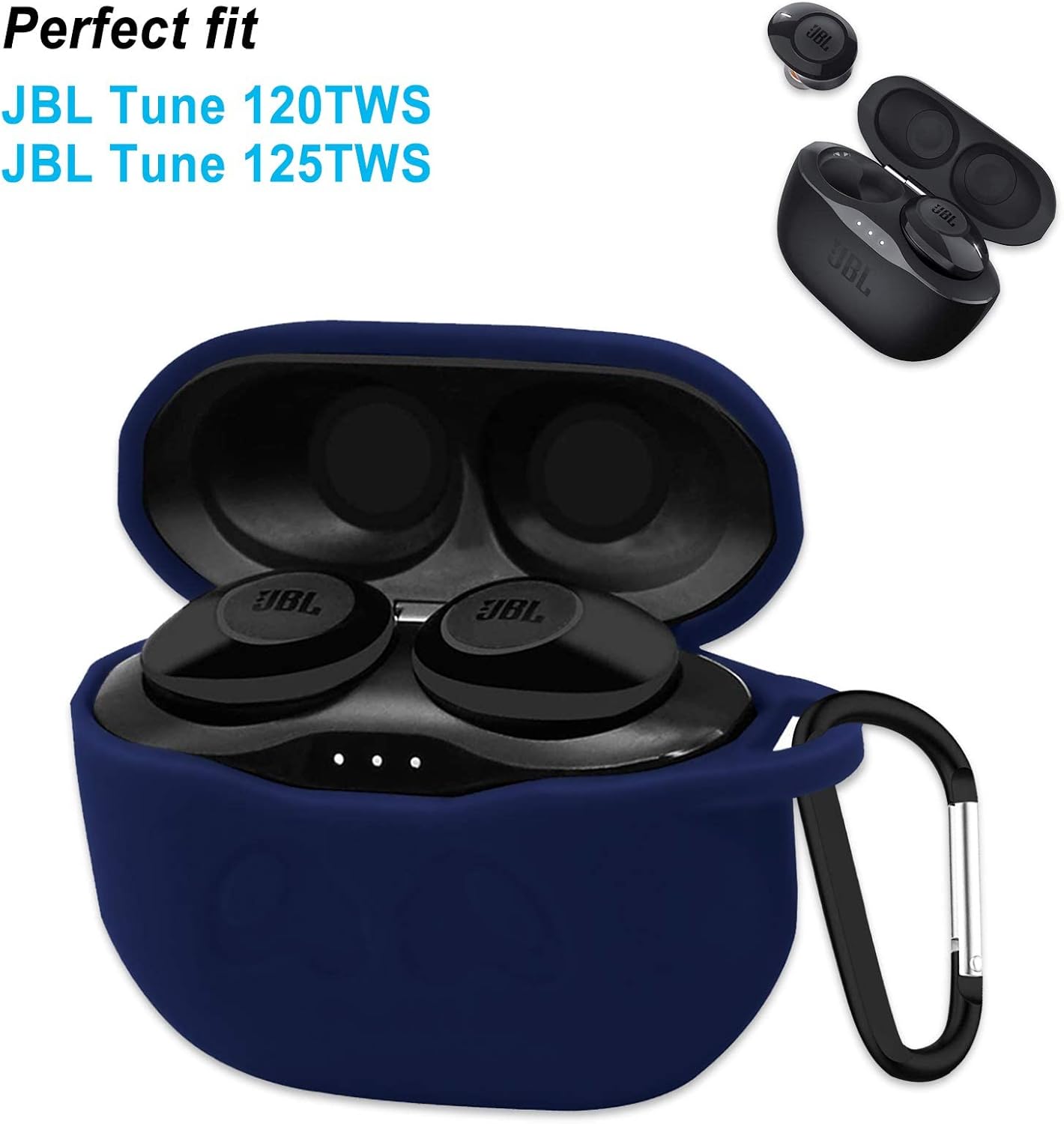 Nimon Funda de silicona para JBL Tune 125TWS120TWS, suave y flexible, resistente a arañazos y golpes para auriculares JBL Tune 125TWS120TWS (azul