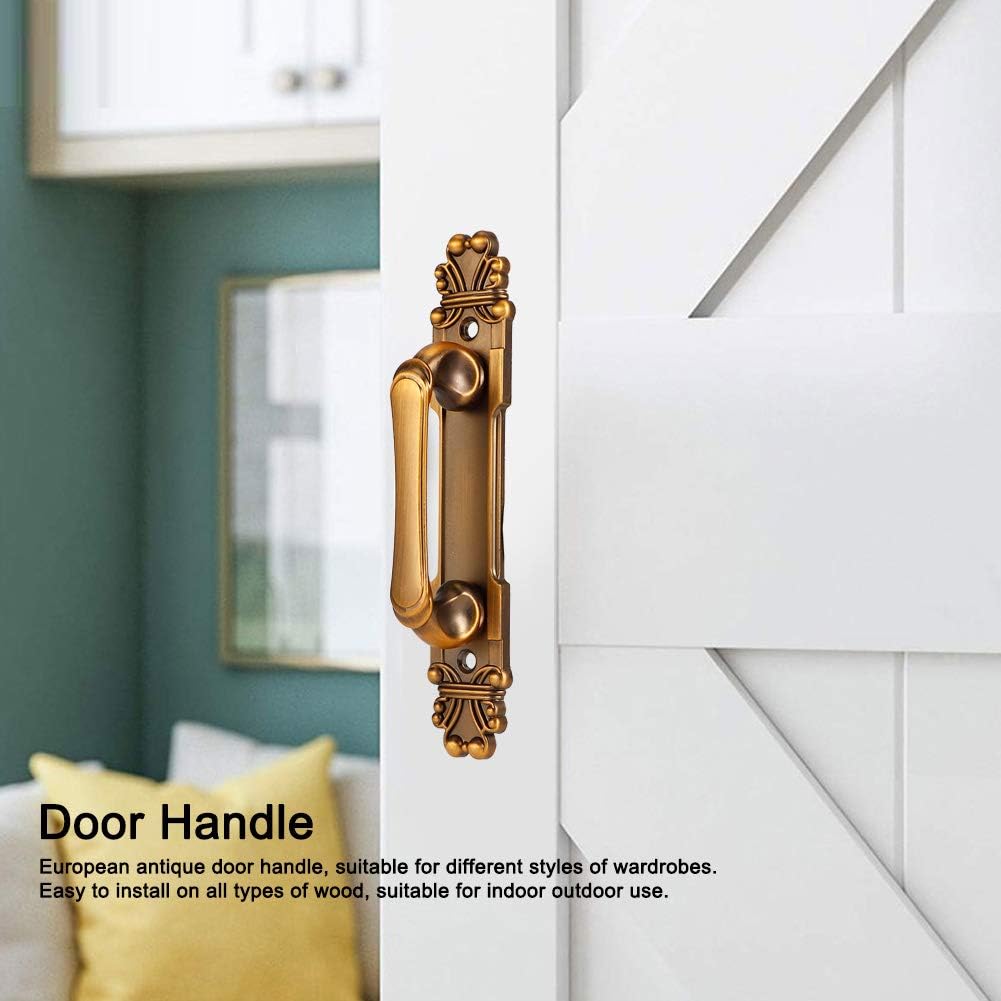 TOPINCN 2 manijas de puerta, estilo europeo, estilo antiguo, manija de aleación de zinc, manija de armario, puerta de granero, accesorios de entrada