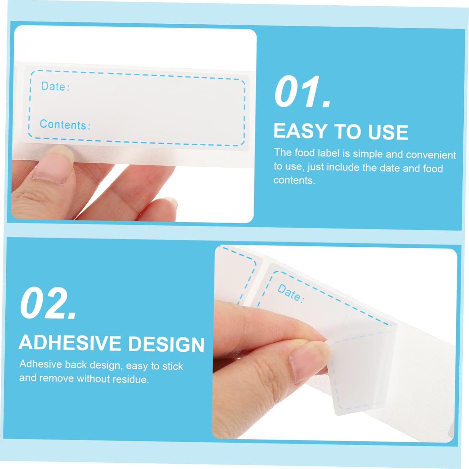 ABOOFAN 15 Rolls Self-Adhesive Label Kitchen Food Labels Food Preparation Days Labels Freezer Food Storage Label Removable Food Labels Food Tags