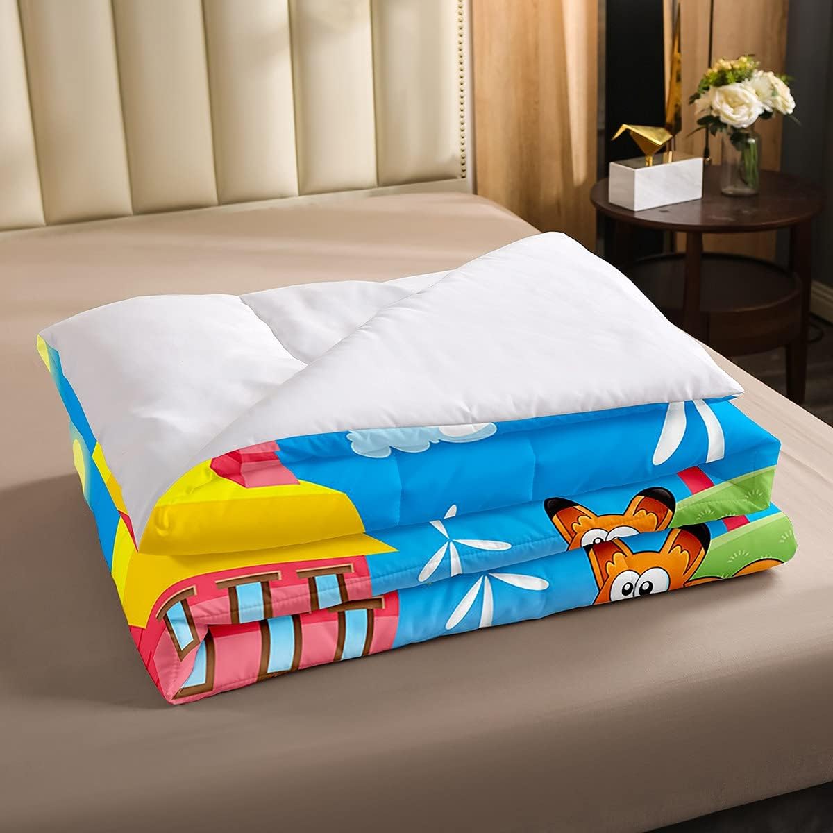Juego de ropa de cama de animales de dibujos animados, juego de edredón de granja feliz para niños y niñas, pollo, pato, leche, vaca, cerdo, edredón