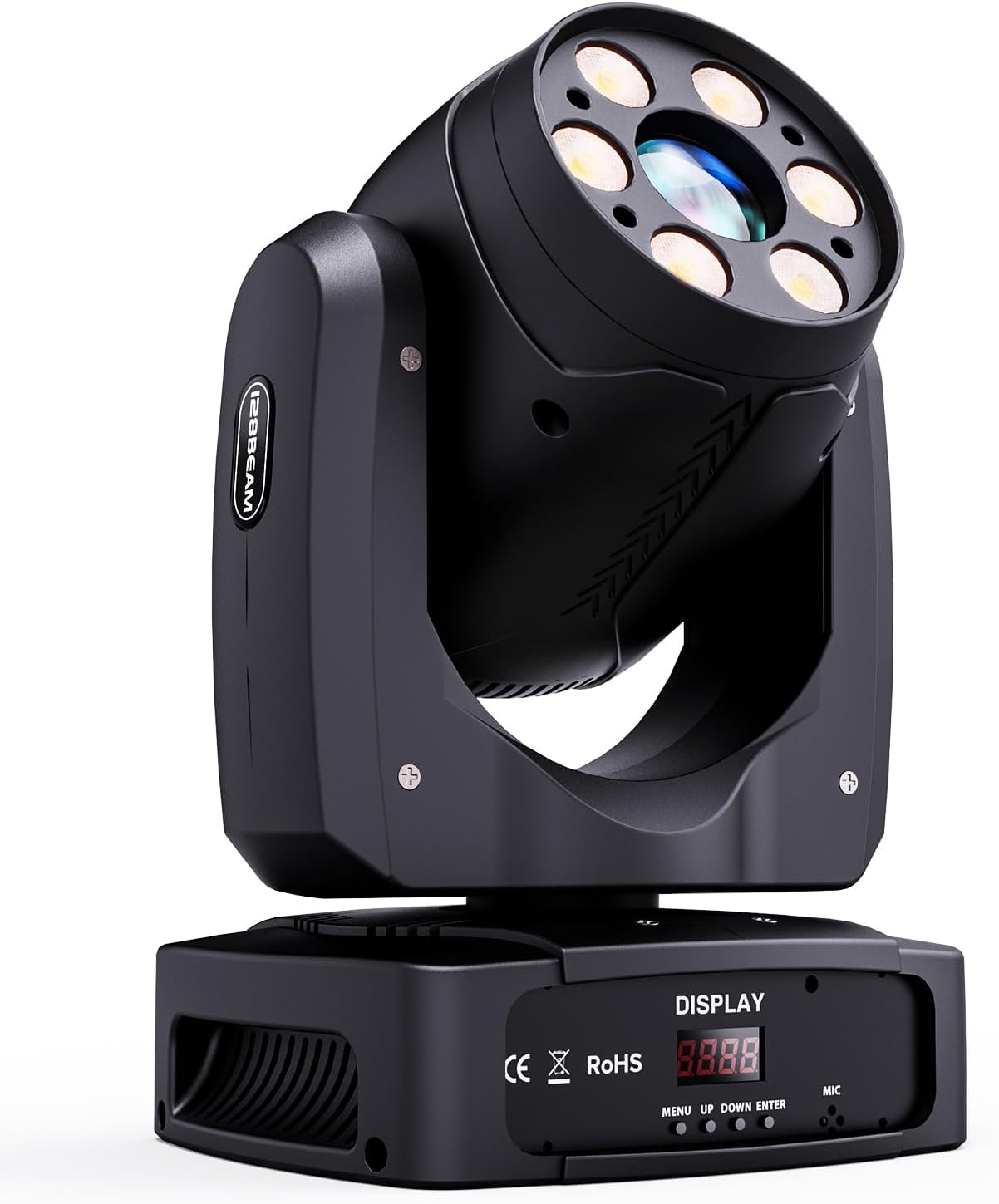 HOLDLAMP Luces de DJ de cabeza móvil, luz LED de cabeza móvil de 100 W con función de enfoque, 6 gobos giratorios (prisma de 3 facetas) e