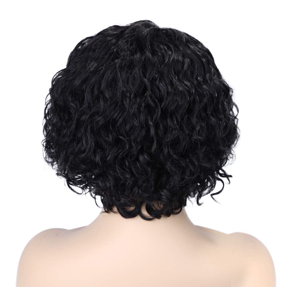 quickwig Pelucas de cabello humano, peluca corta rizada estilo Bob con encaje sin pegamento, pelucas de onda natural afroamericana para mujeres