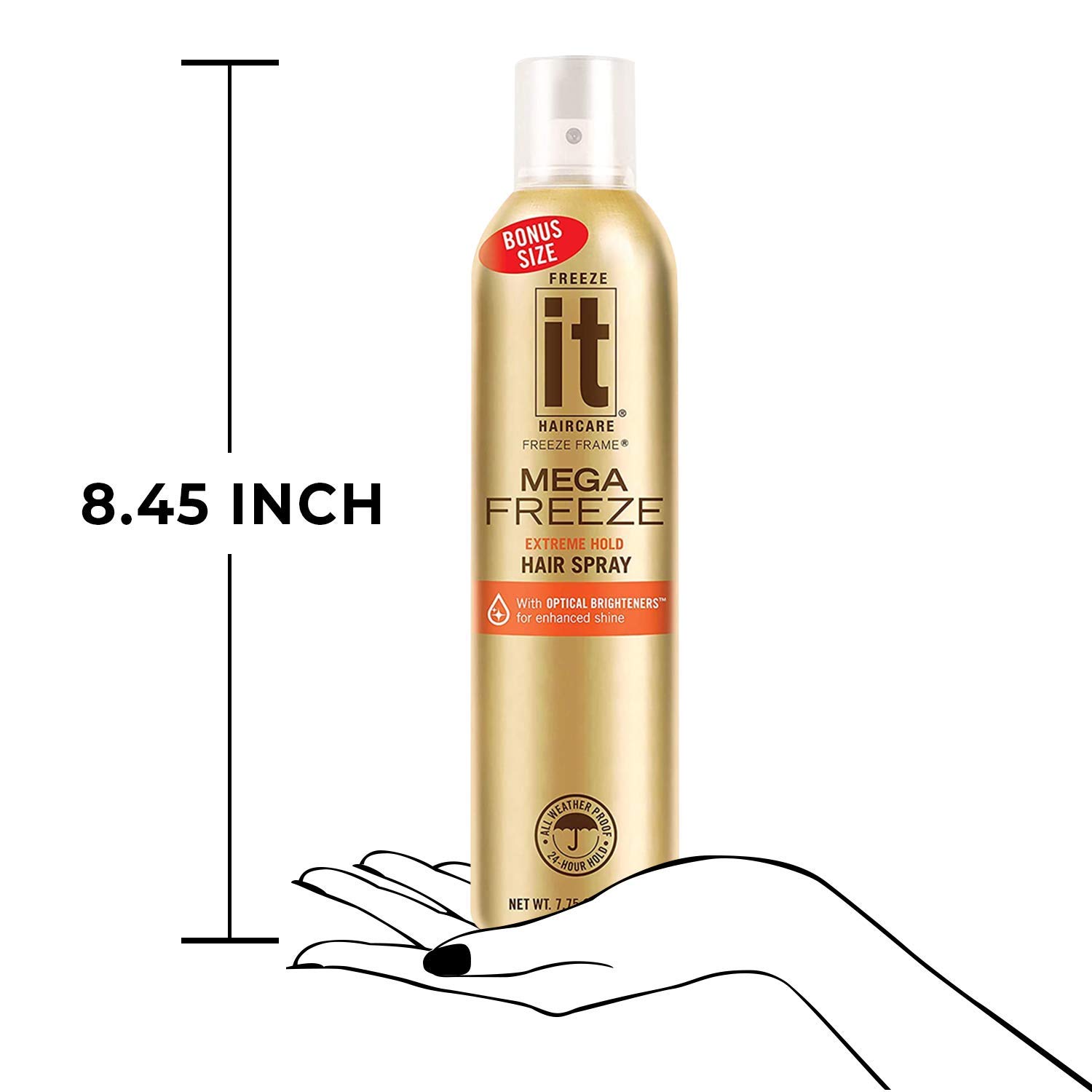 IT Haircare MEGA Freeze Extreme Hold Spray para el cabello  7.75 onzas  Vitamina B5 y proteína de trigo hidrolizada  Resistente a la humedad