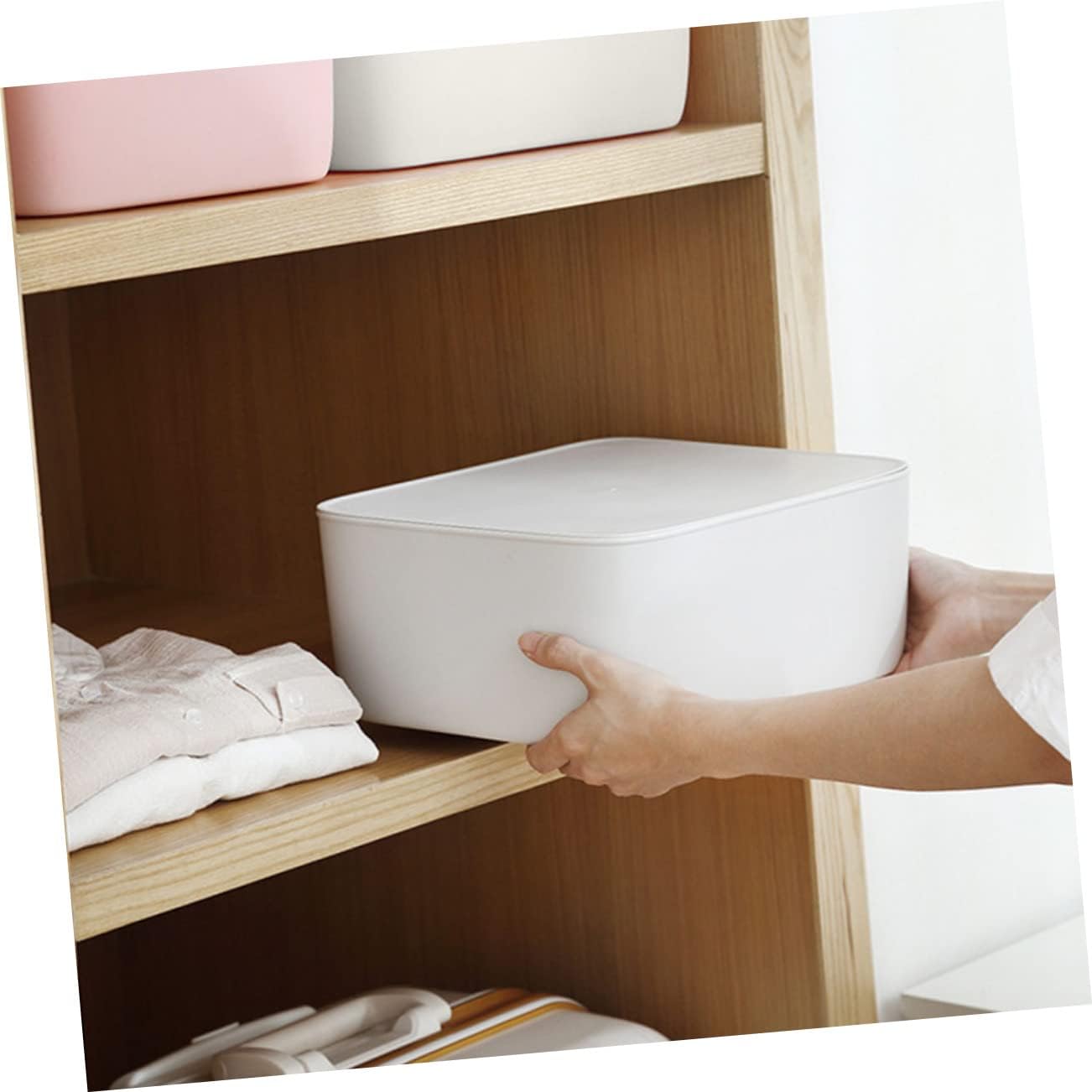Holibanna Caja de 2 piezas de sujetador organizador cajón contenedor de almacenamiento apilable cesta de almacenamiento de ropa blanca