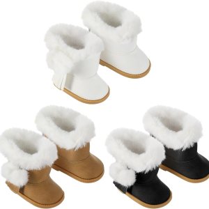 Bencailor 3 pares de zapatos de muñeca mini botas de invierno con forro de cachemira para muñecas de 18 pulgadas (estilo novedoso) Bencailor 3 pares de zapatos de muñeca mini botas de invierno con forro de cachemira para muñecas de 18 pulgadas (estilo novedoso)
