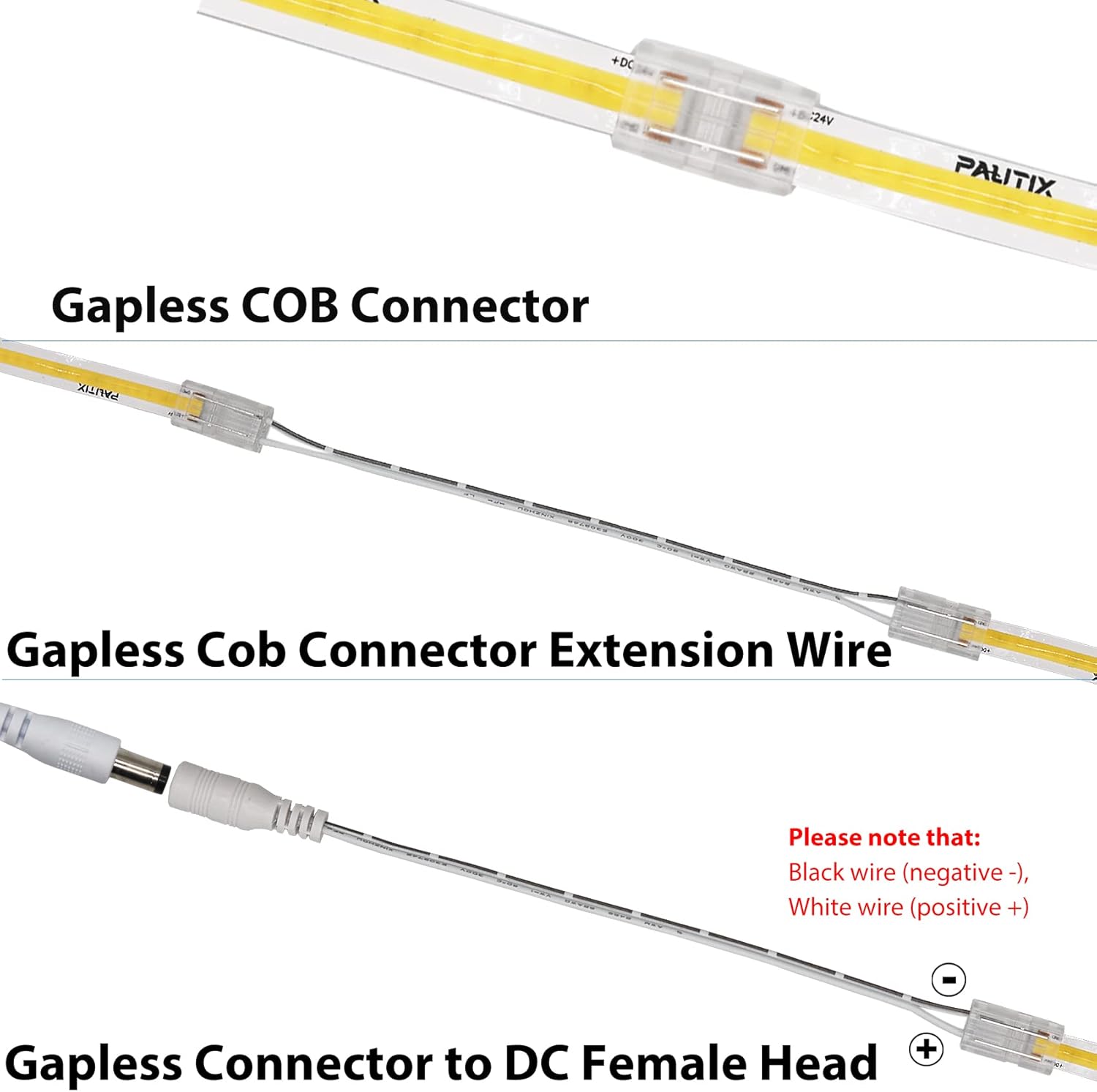 PAUTIX COB – Tira de luces LED de 3000 K, 24 pies regulables DC24V blanco cálido, kit de luces de cinta de alto lumen con control remoto RF y fuente