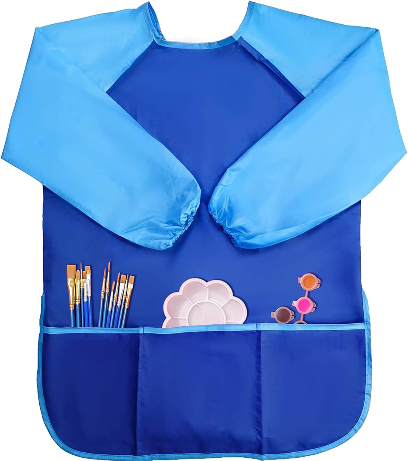 Delantales de pintura para niños, delantales de pintura de artista, manga larga, delantal de pintura para niños pequeños con 3 bolsillos,