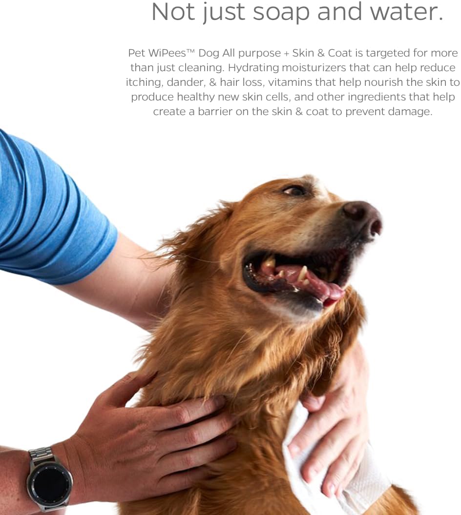 Pet Parents Pet WiPees – Toallitas multiusos para perros + piel y pelaje para mascotas, toallitas para perros, toallitas para perros y cachorros,