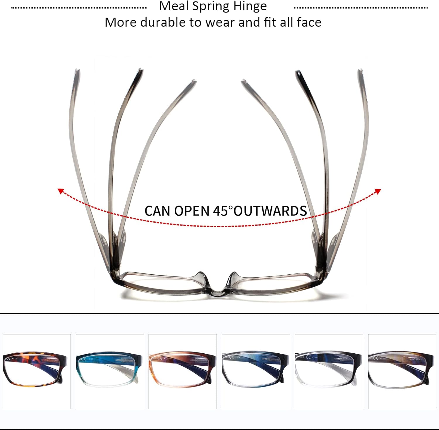 JOSCHOO Gafas de lectura para computadora para mujeres y hombres, paquete de 6 lectores de bisagra de resorte con bloqueo de luz azul