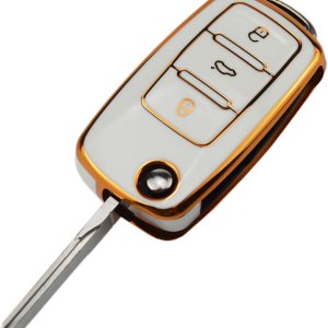 Funda protectora brillante para llave de control remoto para Volkswagen VW Beetle CC EOS Golf GTI Jetta Passat Tiguan Touareg 3 botones Flip Key Funda protectora brillante para llave de control remoto para Volkswagen VW Beetle CC EOS Golf GTI Jetta Passat Tiguan Touareg 3 botones Flip Key