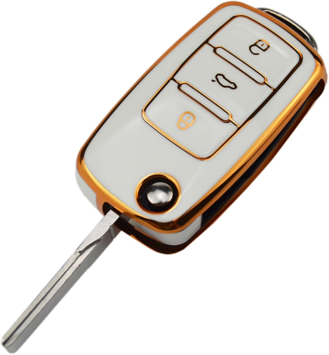 Funda protectora brillante para llave de control remoto para Volkswagen VW Beetle CC EOS Golf GTI Jetta Passat Tiguan Touareg 3 botones Flip Key