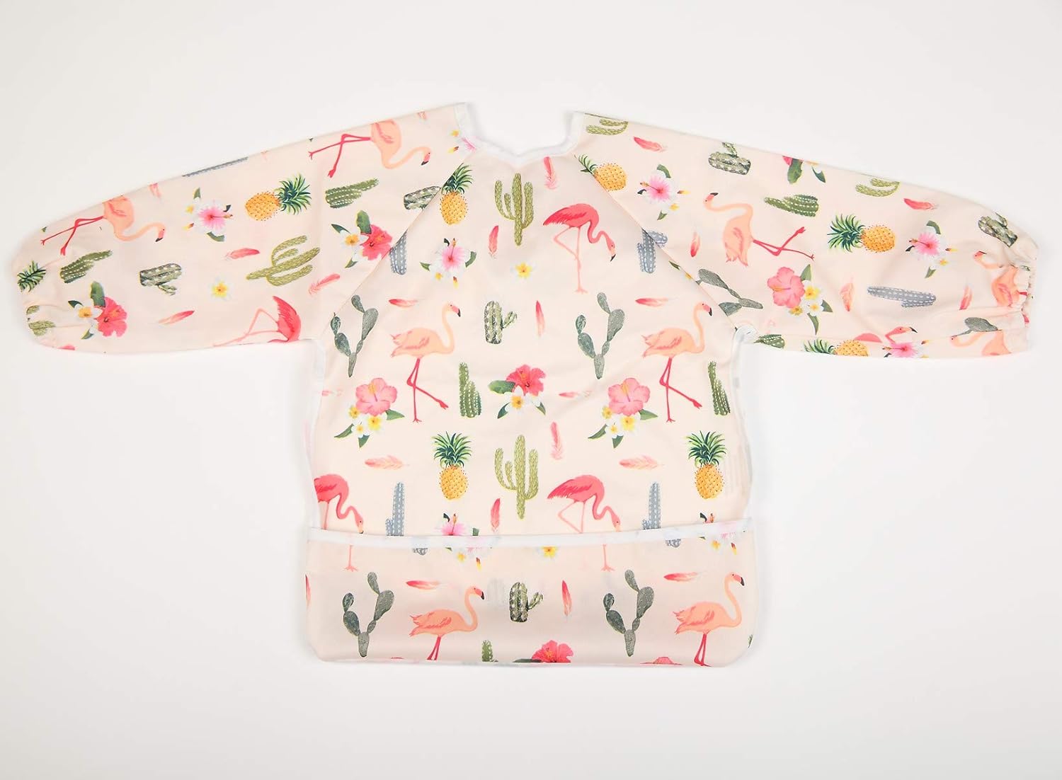 Sigzagor Camisa de manga con babero para bebé con bolsillo para niñas de 1 a 3 años (cactus flamenco)
