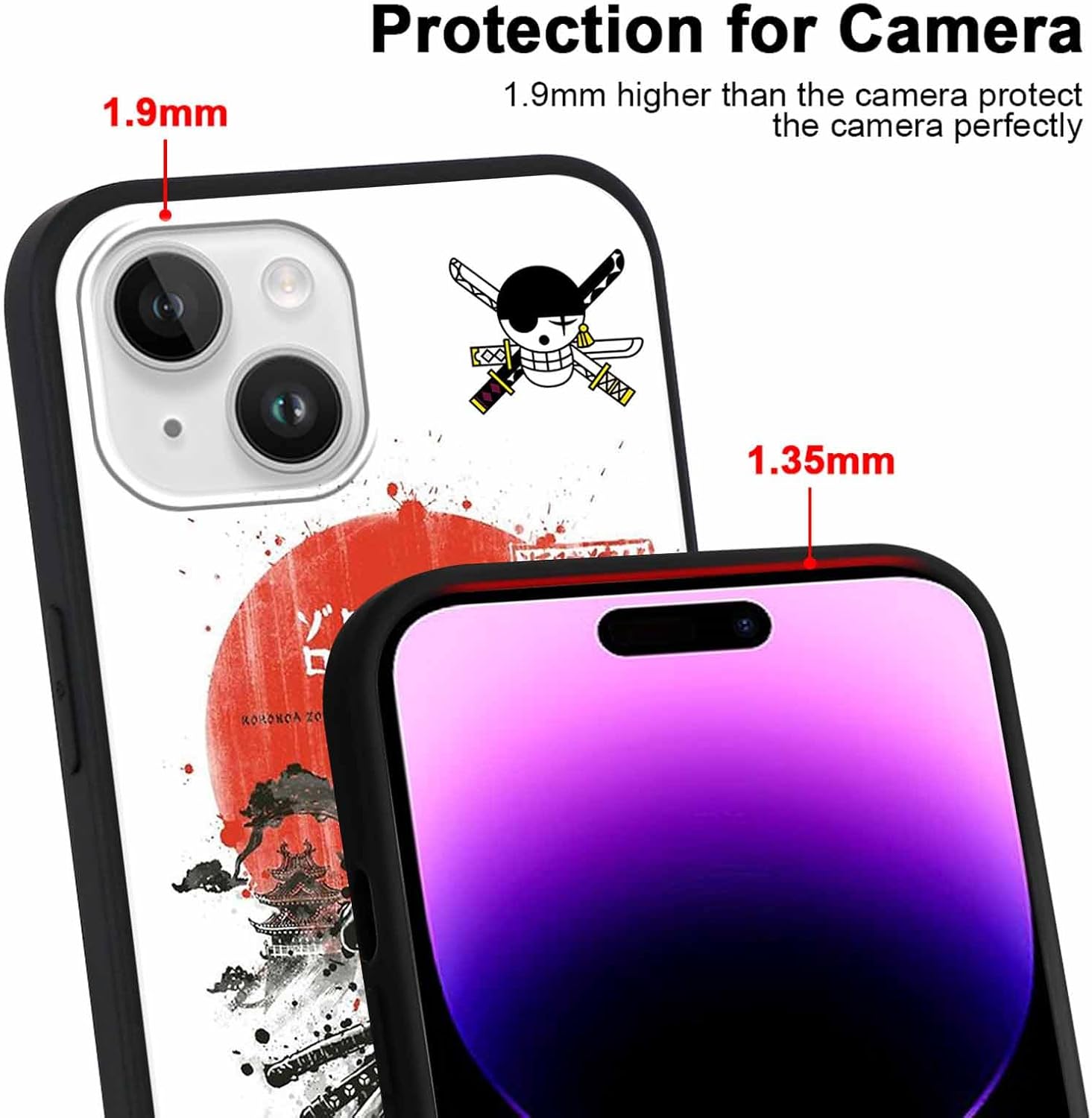 Paquete de 2 fundas de silicona para Apple iPhone 15 Plus de 6.7 pulgadas, estampado de personajes de dibujos animados de anime japonés para