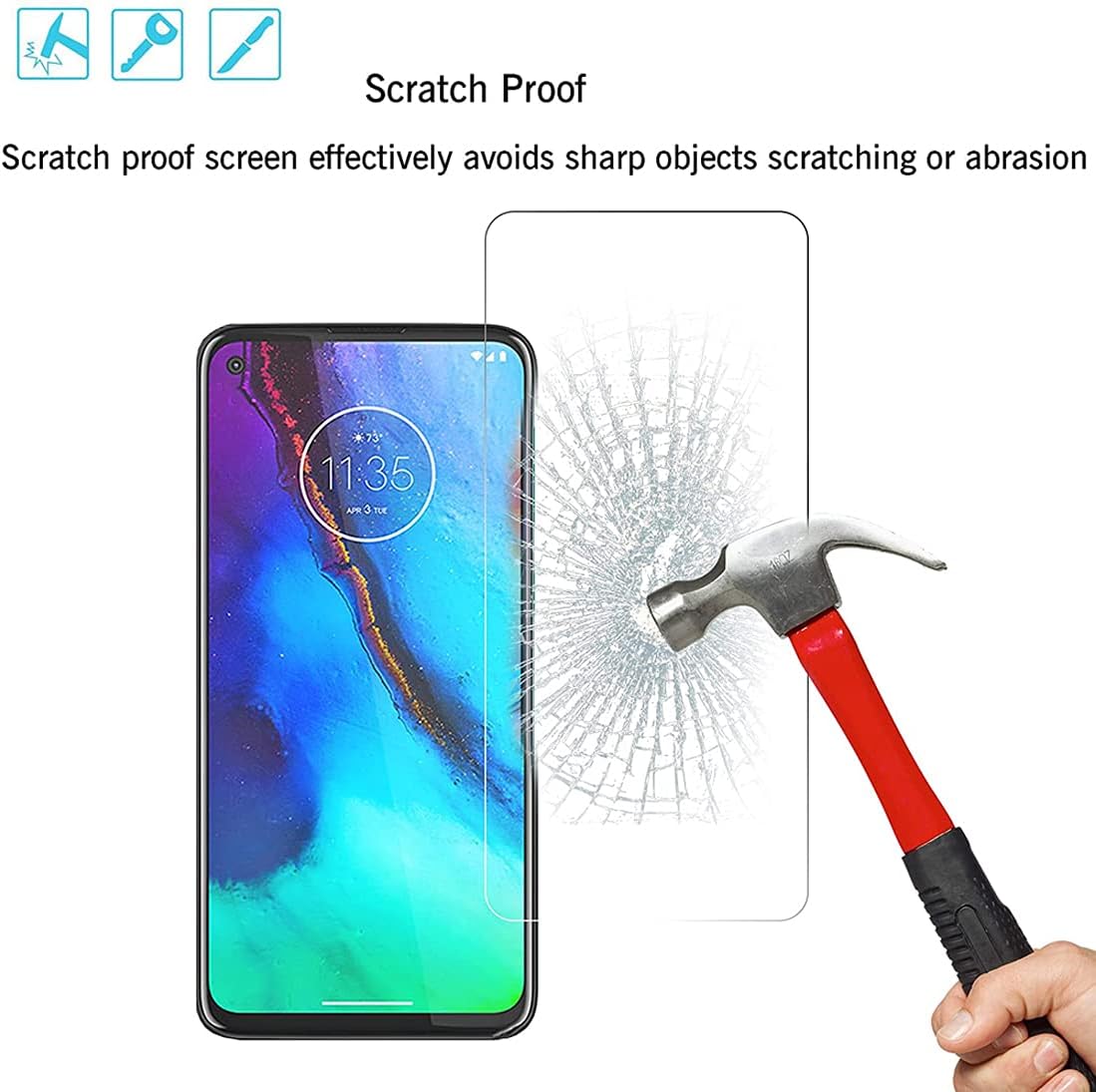 Protectores de pantalla de vidrio templado para celular BLU G33 G0890UU, 3 unidades BLU G33 Protector de pantalla compatible con fundas, dureza 9H,