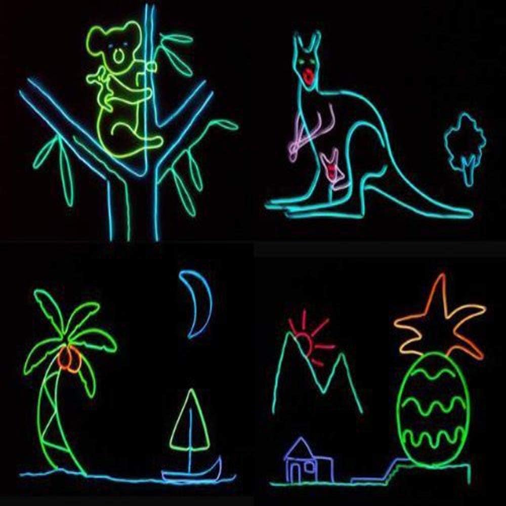 JYtrend Paquete de 12 cables electroluminiscentes de luz de neón de 9 pies con batería (azul, verde, rojo, blanco, morado, rosa)