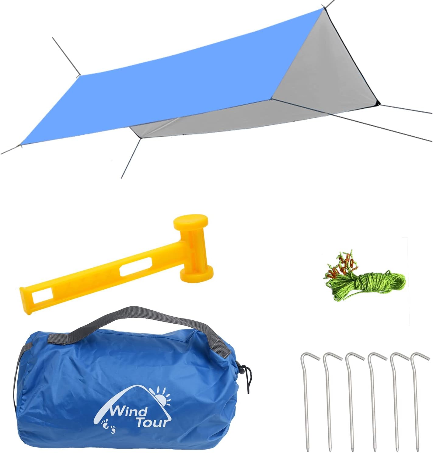 Wind Tour Tienda de campaña multifuncional portátil, toldo de viaje, lona para mochilero, lona para lluvia, toldo impermeable, lona para acampar al