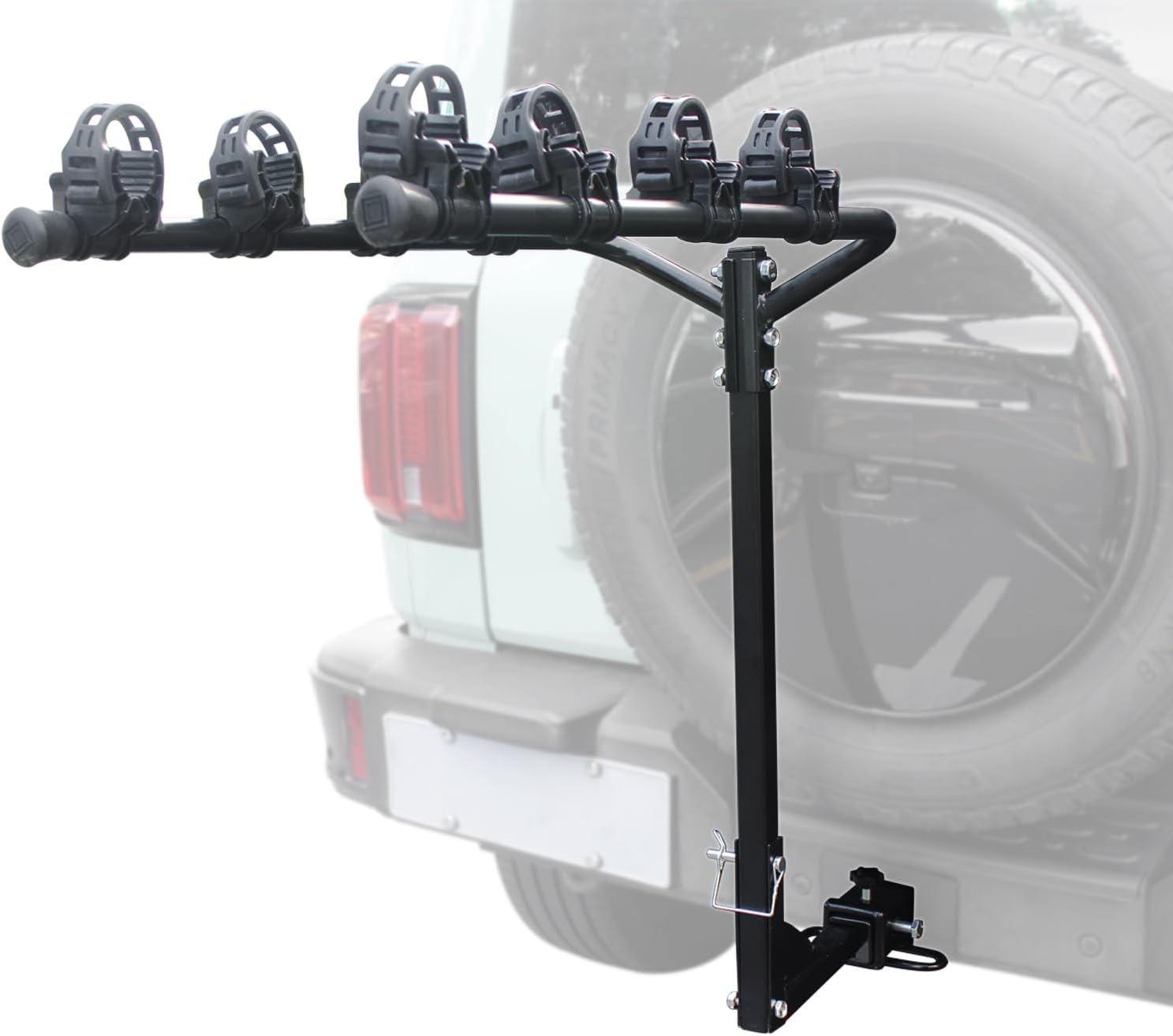 Soporte de enganche para 4 bicicletas, soporte de bicicleta de enganche de 158 libras, capacidad de peso pesado para neumáticos estándar, gruesos y