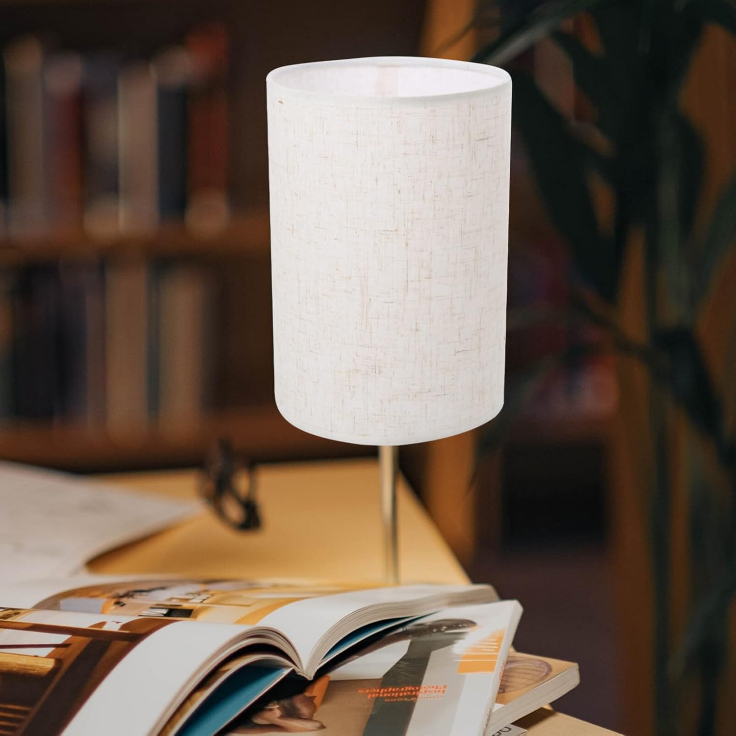 Zerodeko Pantalla de lámpara de lino, pantalla de tambor de tela alta, con clip, cubierta de luz, pantalla cilíndrica, protector de lámpara de