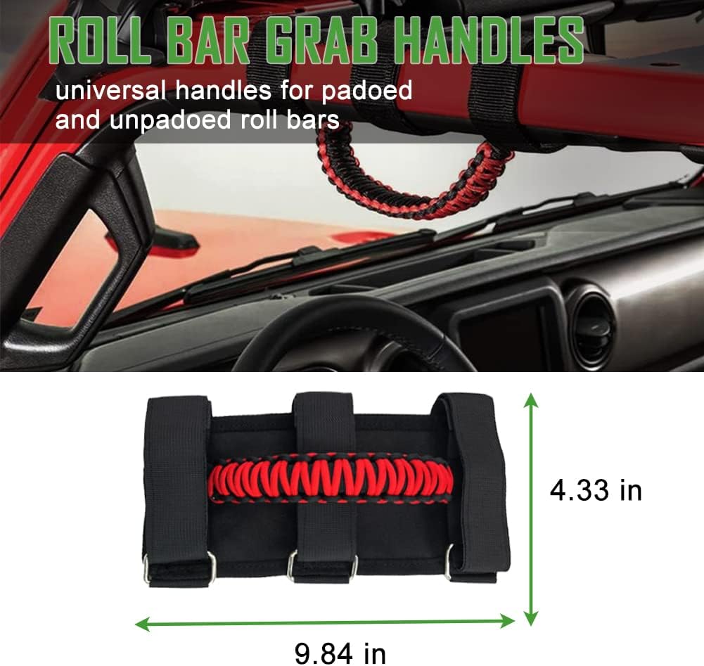 Paquete de 4 hebillas de metal mejoradas para asas de agarre de Jeep, 2 asas de agarre para Jeep Wrangler y 2 asas de asiento trasero para barras