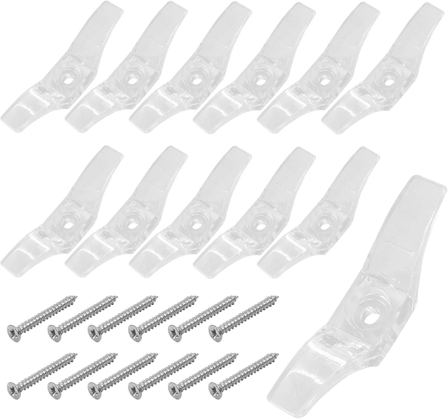 12 tacos de cable ciego, enrolladores de cuerda de plástico transparente, cuerda de seguridad, soporte de cable de ventana con tornillos para