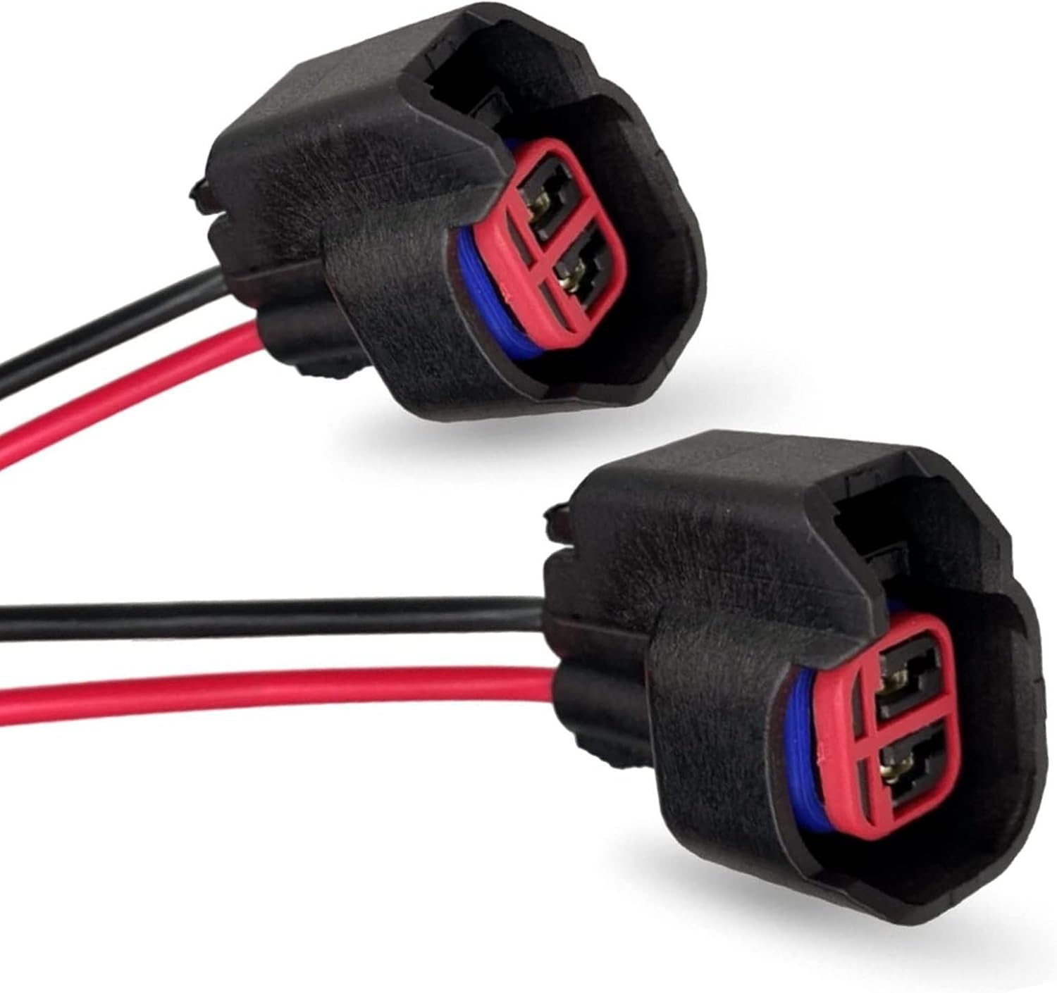 GKmow Pack-2 EV6 EV14 Conector del inyector con cable, conector estándar del inyector de combustible de productos del motor para la mayoría de los